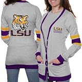 LSU Tigers Ladies Ash Study Hall Long Sleeve Cardigan