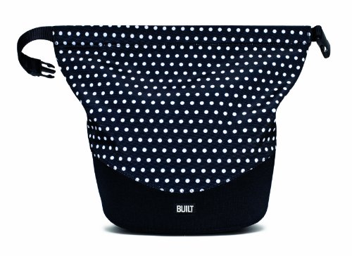 BUILT Rolltop Expandable Lunch Bag, Mini Dot, Black and White