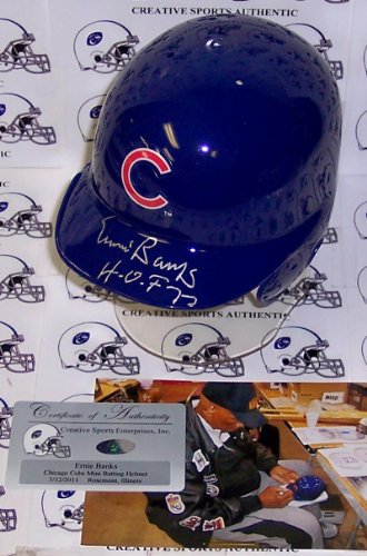 Ernie Banks Hand Signed Chicago Cubs Mini Helmet - Autographed MLB Helmets and Hats