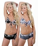 Black or Grey Hipster Underwired Bikini Sizes 8 - 18