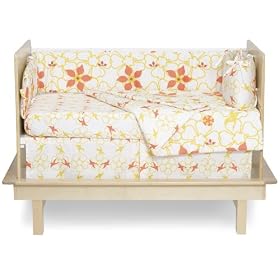Argington Organic Crib Bedding Set, Heart And Flowers Print