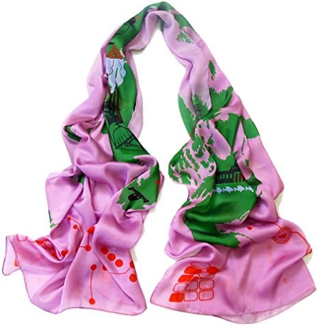TQ Market Scarves World Map Silk Scarf Pink