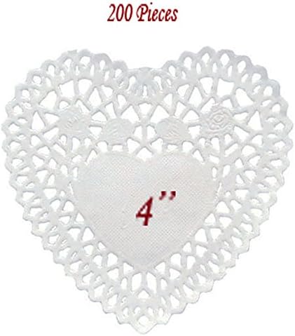 ARICHEZO Paper Doilies Heart Style 4-Inch White Pack of 200 pcs
