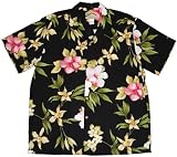 Hibiscus Summer Men's Hawaiian Aloha Shirt in Black - M