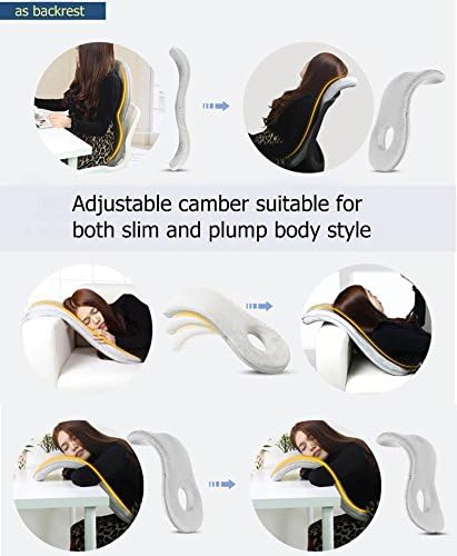 Office Nap Pillow Sleep Support Ergonomically Designed for Face Down and Waist/backrest Comfort Everywhere Nod Off to Sleep | Density Memory Foam Lumbar Cushion Provides Healthy Back Support for Users