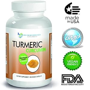 High Quality Turmeric Curcumin - 180 Veggie Capsules - 750mg - 95% Curcuminoids-with Black Pepper Extract (Piperine) - Most powerful Turmeric Supplement - by Doctor Recommended