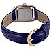 Peugeot Women's 14K Gold-Plated Tank Crystal Bezel Roman Numeral Blue Leather Band Watch 3052BL