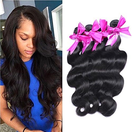 Ms Mary Brazilian Virgin Hair Body Wave 4 Bundles 400g 100% Unprocessed Virgin Remy Hair Weave,Natural Black(26"26"26"26")