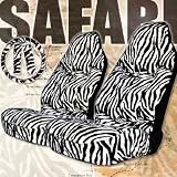 5 Pieces Zebra Print High Back Car Seat Covers Set with Steering Wheel and Seat Belt Covers