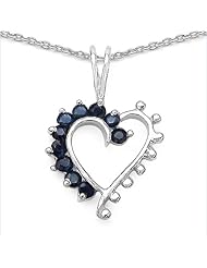 0.50 Carat Genuine Blue Topaz Sterling Silver Heart Shape Pendant Necklace. 18"