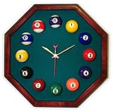 13in Octagon Billiard Clock Cherry & Dark Green Mali Felt