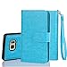 TabPow Galaxy S7 Edge Case, 10 Card Slot - [ID Slot][Button] Wallet Folio PU Leather Case Cover with Detachable Magnetic Hard Case for Samsung Galaxy S7 Edge, Turquoise Blue