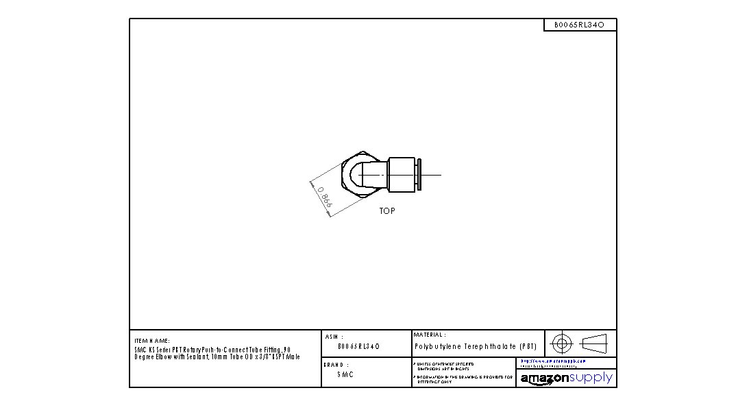 SMC KS Series PBT Rotary Push-to-Connect Tube Fitting, 90 Degree ...