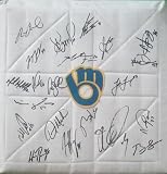2013 Milwaukee Brewers Team Autographed Logo Full Size Base with 21 Signatures Total! Proof Photos