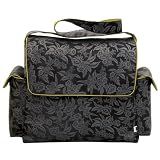 OiOi Black Floral Jacquard Messenger Diaper Bag