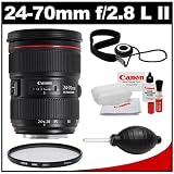 Canon EF 24-70mm f/2.8 L II USM Zoom Lens with Hoya HMC UV Filter + Accessory Kit for EOS 60D, 6D, 7D, 5D Mark II III, Rebel T3, T3i, T4i Digital SLR Cameras