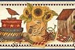 Navy Sunflower Crocks Wallpaper Border