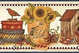 Navy Sunflower Crocks Wallpaper Border