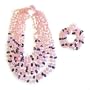 Rose Quartz and Amethyst Beaded Necklace and Bracelet Set By Sajen