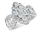 Diamond Cluster Ring 2 Carat (ctw) in 14K White Gold (Certified)