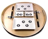 Sushi set white with black medallion calligraphy for two