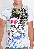 Ed Hardy - Ed Hardy Men's V-Neck Rope Punk Tee, "Anarchy Punk" in Green Rope