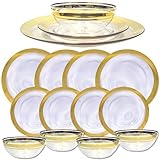 Colin Cowie 12–pc. Gold–Trimmed Textured Glass Dinnerware Set