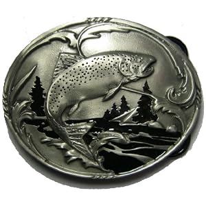 TROUT BELT BUCKLE + display stand