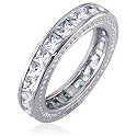 Lovers Promise: Sterling Silver Full Eternity Promise Ring with CZ Diamond