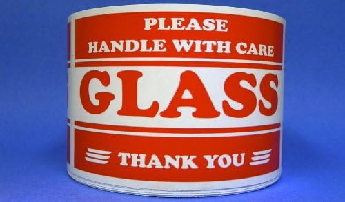 LABELS STICKERS PLEASE HANDLE WITH CARE GLASS 500 PER ROLL SIZE 3X5 Inches