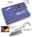 Tool Logic SVC1B Survival Card I,Tool Card With Knife, Fire Starter, Whistle, Compass And Lens, Translucent Blue