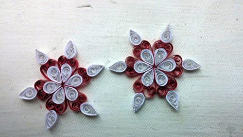 Set of 2 Quilled Heart Snowflake Ornaments for Christmas, Christmas Decoration, Holiday Ornaments, Holiday Decorations, Christmas Tree