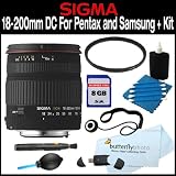 Sigma 18-200mm f/3.5-6.3 DC Lens for Pentax and Samsung Digital SLR Cameras + UV Filter + Memory Package