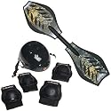 Razor Ripstik Casterboard Skull Limited Edition with Razor Aggressive Razor Youth Helmet and Pad Set Gloss Black (Fits Ages 8-14) Bundle