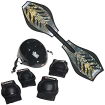 Razor Ripstik Casterboard Skull Limited Edition with Razor Aggressive Razor Youth Helmet and Pad Set Gloss Black (Fits Ages 8-14) Bundle