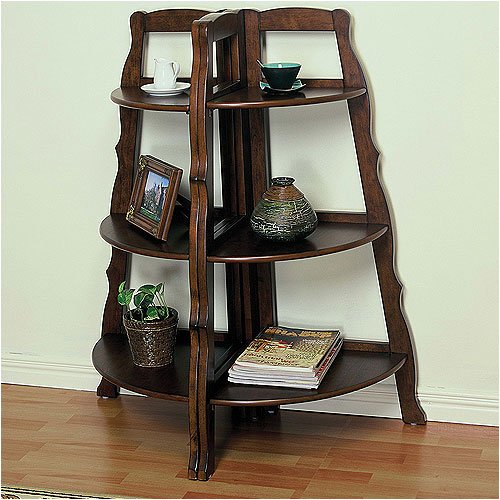 Warm Cherry Small Corner Bookcase