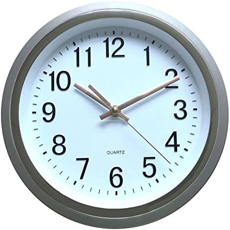 Plastic Round Wall Clock with 3D Digital display for Modern/Contemporary/Office/Business use by Cuku (Silver)