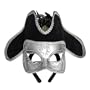 Deluxe Silver Pirate Venetian Masquerade Mask ~ Mardi Gras Masks