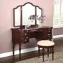 Powell 508-290 Marquis Cherry Mirror Bench Bedroom Vanity