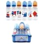 BPA FREE 6-Pack 8oz Printed Bottles with Organizer (Medium Flow Silicone Nipples), Blue