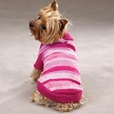 Pink Tonal Metallic Striped Dog Sweater at THE REGAL DOG - Size S Small