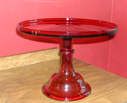 10" Cake Stand Ruby Red Round Rimmed Bakers 8" Tall