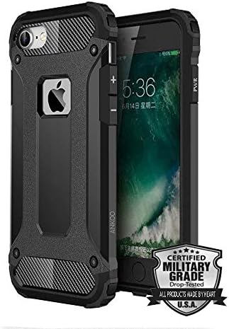 iPhone 7 Case, ANKOO [MILITARY GRADE] Tough HEAVY DUTY Armor Shock Absorbent Case Drop-Tested Rugged Hybrid Dual Layer Protective Cover Case for iPhone 7 (2016) - Black