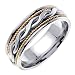 Heavy Twisted Pairs Braided Men\'s 7 mm 18K Gold and Platinum Comfort Fit Wedding Band