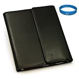 Premium Black Textured Leather Smart Case Cover (Supports Sleep Mode) for Apple iPad 2 Wifi Wireless Tablet and Apple iPad 1st Generation (16GB, 32GB, 64GB) fits Models: MC769LL/A, MC770LL/A, MC916LL/A, MB292LL/A, MB293LL/A, MB294LL/A + Clear Screen Protector with Cleaning Cloth + White USB Car Charger + SumacLife TM Wisdom Courage Wristband