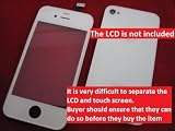 White Touch Screen Digitizer Front Glass (LCD display not included) + Metal Frame + Full Plastic Glass Back Battery Cover Case Housing for Apple Iphone 4G 4 G ~ Repair Parts Replacement