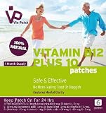 Vie Patch - VITAMIN B12 PLUS 10 - 6 Patches. No More Feeling Tired Or Sluggish. 100% Natural. 1 Month Supply