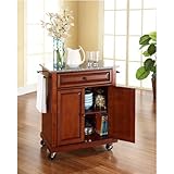 Crosley Furniture Solid Granite Top Classic Cherry Kitchen Cart