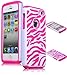 Bastex Heavy Duty Hybrid Case for iPhone 5c - Hot Pink Silicone / White Zebra Print Hard Shell