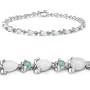3.45 Carat Genuine Opal & Emerald Silver Bracelet